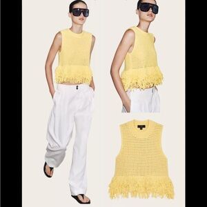 Zara Yellow Knit Fringe Sleeveless Top